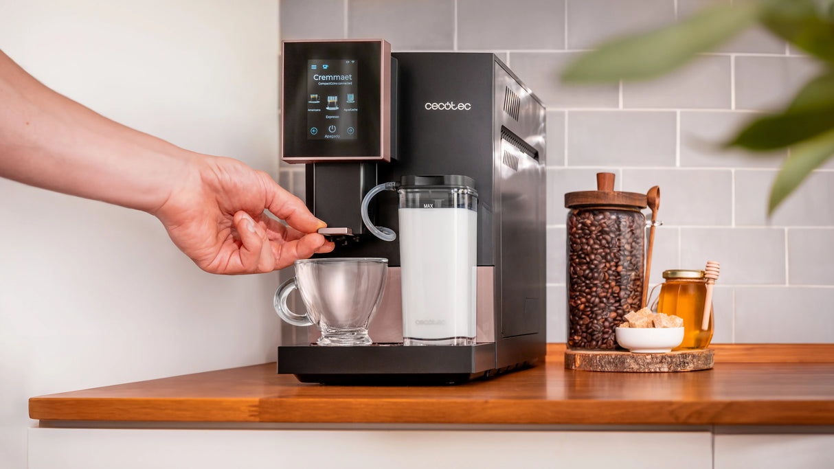 CECOTEC Machine à café grains Cremmaet Compactccino Connected Black Rose