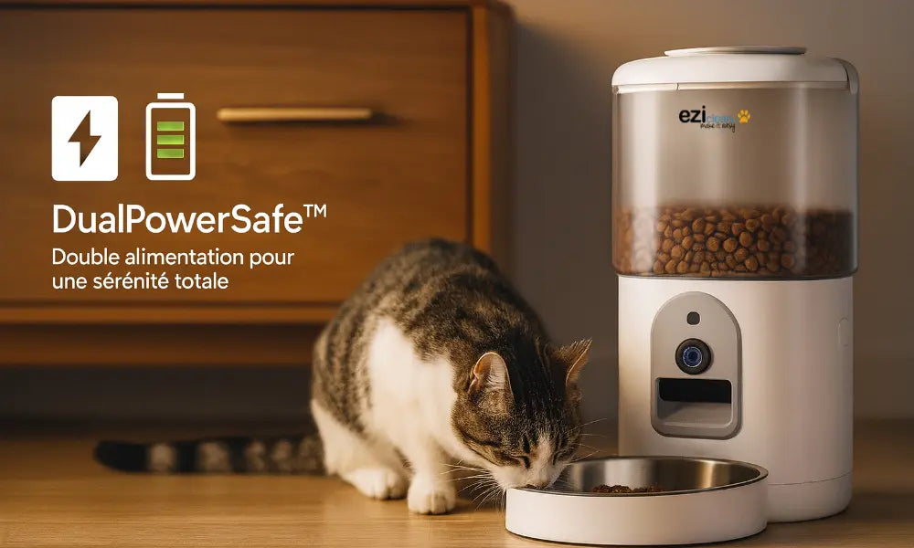 Eziclean Distributeur de croquettes et fontaine pour chat et petit chien Nutribot Cam+