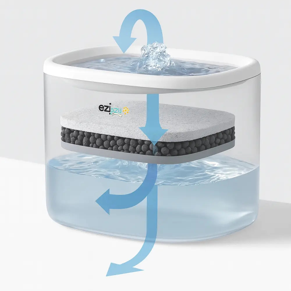 Eziclean Distributeur de croquettes et fontaine pour chat et petit chien Nutribot Cam+