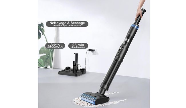 Eziclean Aspirateur balai laveur sans fil convertible Cyclowash P12 Wet & Dry Combo