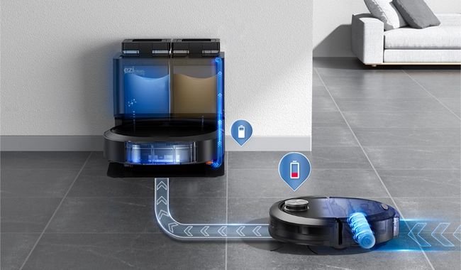 Eziclean Robot aspirateur laveur avec base aspirante All in one Z10 Plus