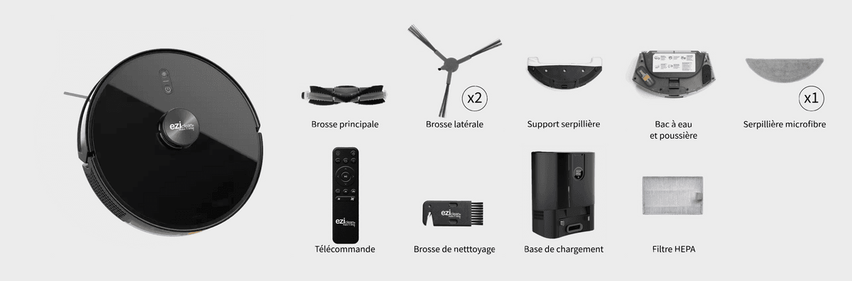Eziclean Robot aspirateur laveur avec base aspirante I-Bot Z7 Smart