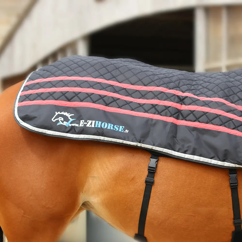 Ezihorse Couverture de massage vibrante et chauffante pour chevaux Back pro