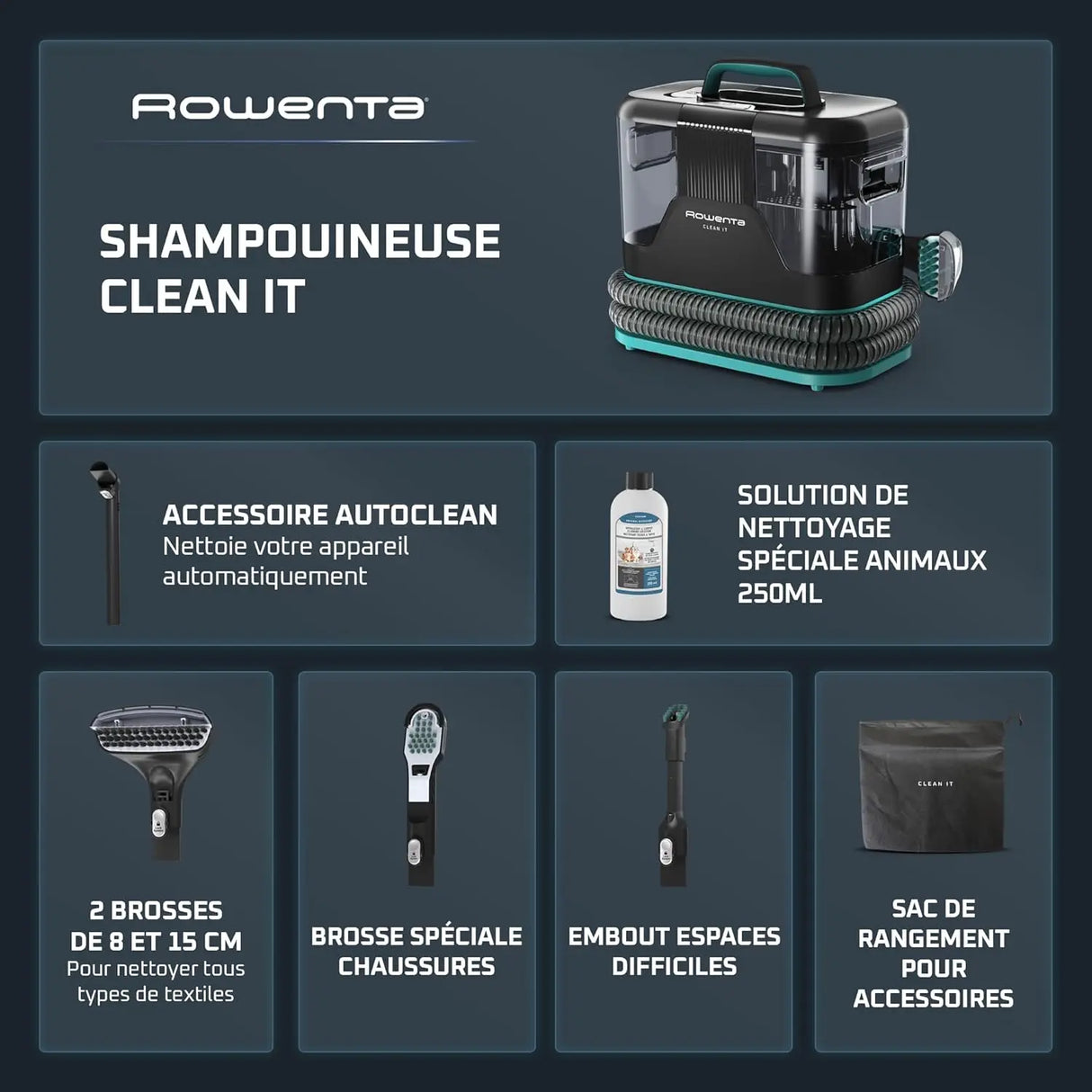 Rowenta Shampouineuse Clean It 750W Pet