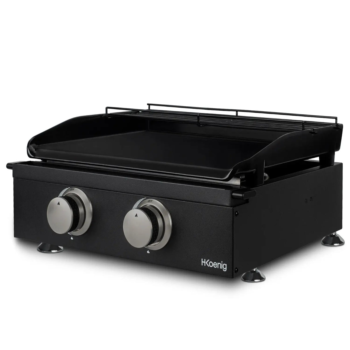 HKoenig Plancha à gaz 2 brûleurs - noire fonte émaillée