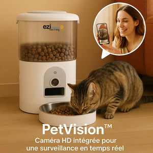 Eziclean Distributeur de croquettes et fontaine pour chat et petit chien Nutribot Cam+