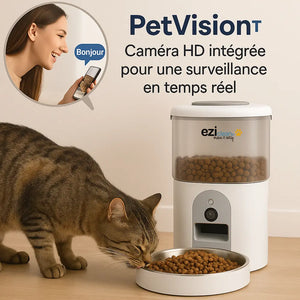 Eziclean Distributeur de croquettes et fontaine pour chat et petit chien Nutribot Cam+