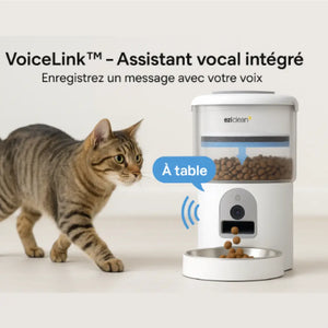 Eziclean Distributeur de croquettes et fontaine pour chat et petit chien Nutribot Cam+