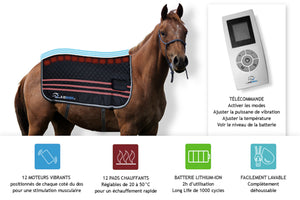 Ezihorse Couverture de massage vibrante et chauffante pour chevaux Back pro
