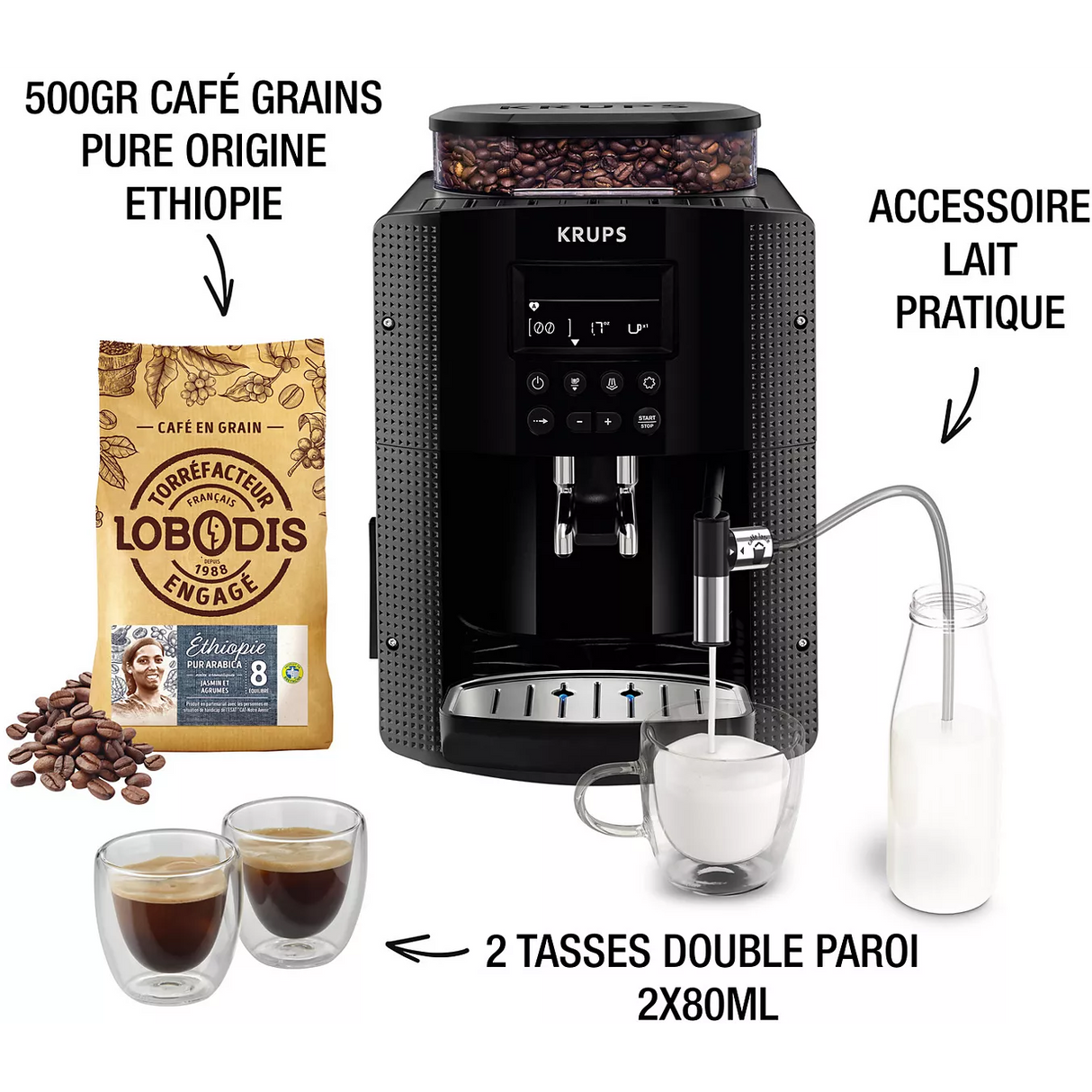 Krups Essential avec écran LCD et accessoire lait