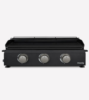 HKoenig Plancha à gaz 3 brûleurs - noire fonte émaillée