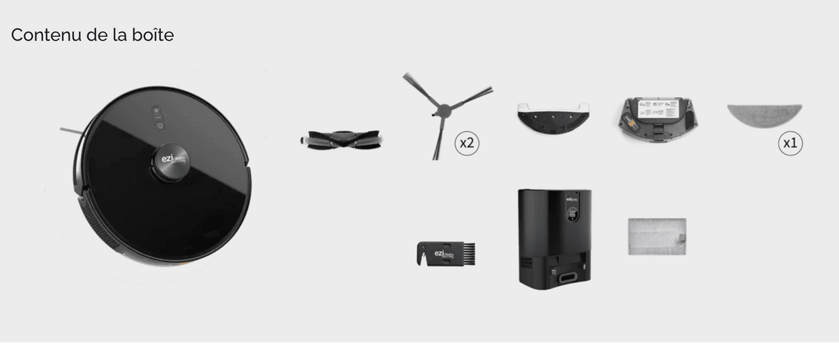 Eziclean Robot aspirateur laveur avec base aspirante I-Bot Z7 Smart